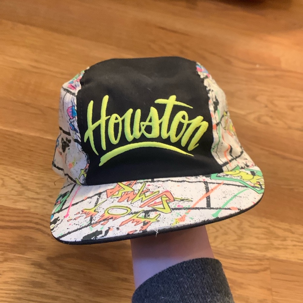 Vintage 90s Houston Hat Graffiti Colorful